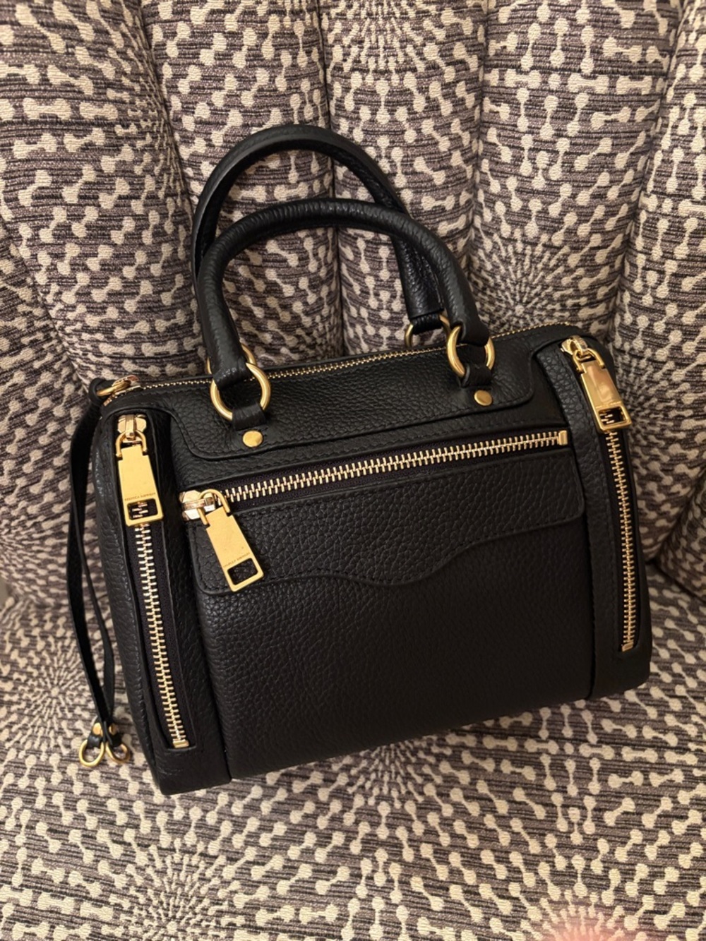 Rebecca Minkoff Mab Black Leather Small Speedy Top Handle Satchel Bag w/ Strap - Picture 16 of 16